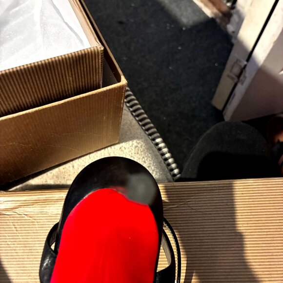 Christian Louboutin red bottom strappy heels. - Picture 4 of 5